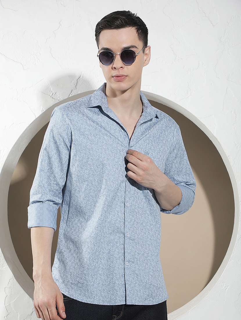 men printed long sleeve regular fit casual shirt
