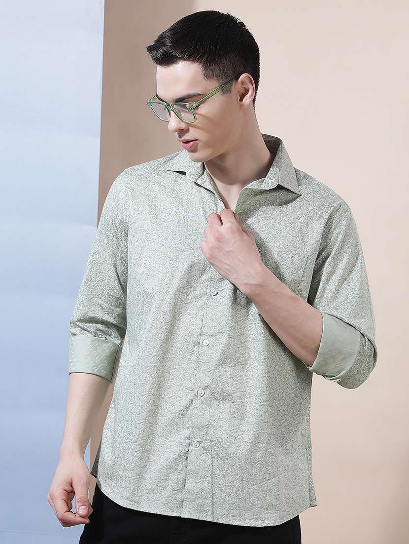 men printed long sleeve regular fit casual shirt
