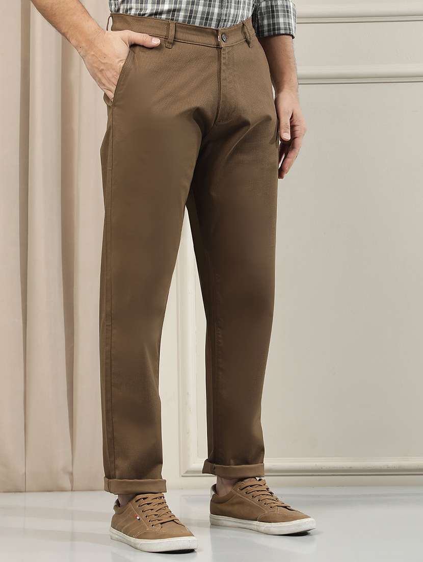 Men Solid Mid Rise Chinos Casual Trouser - 22587121 -  Standard Image - 2
