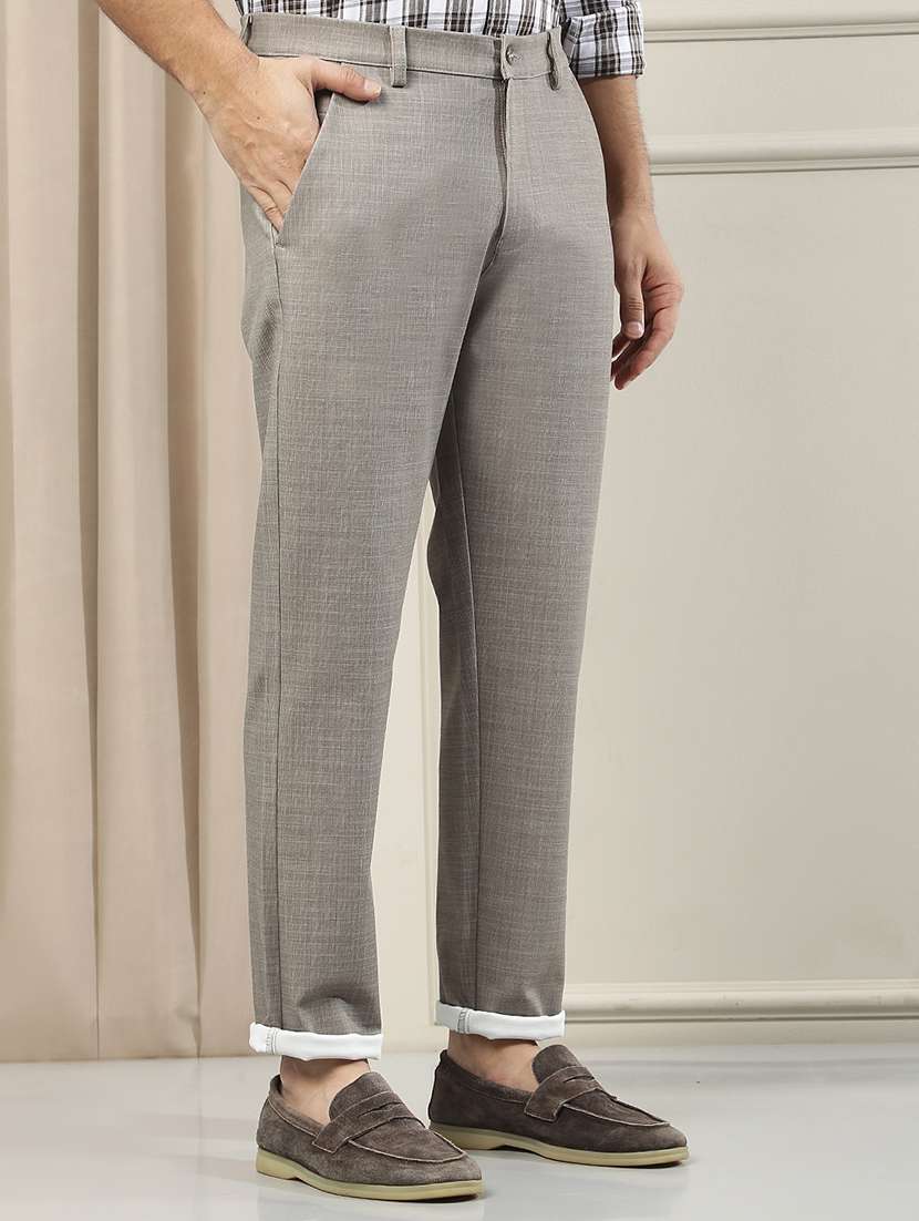 Men Self Design Mid Rise Chinos Casual Trouser - 22587130 -  Standard Image - 2