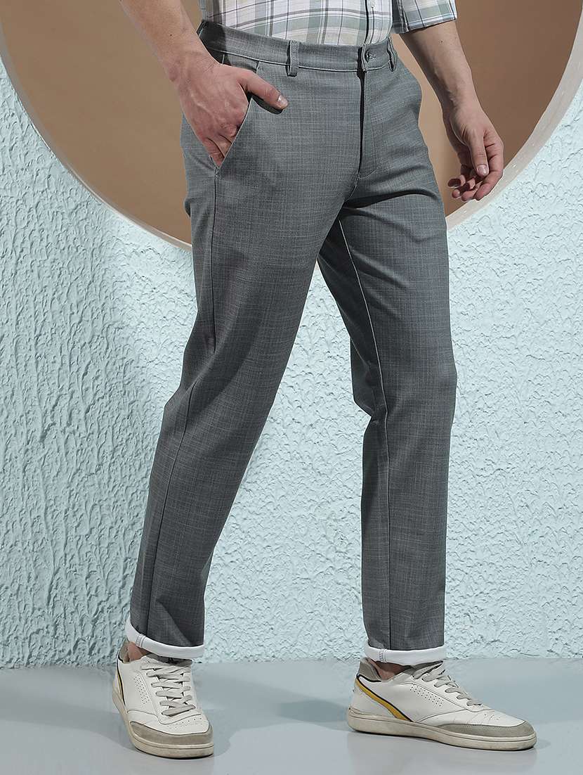 Men Self Design Mid Rise Chinos Casual Trouser - 22587133 -  Standard Image - 2
