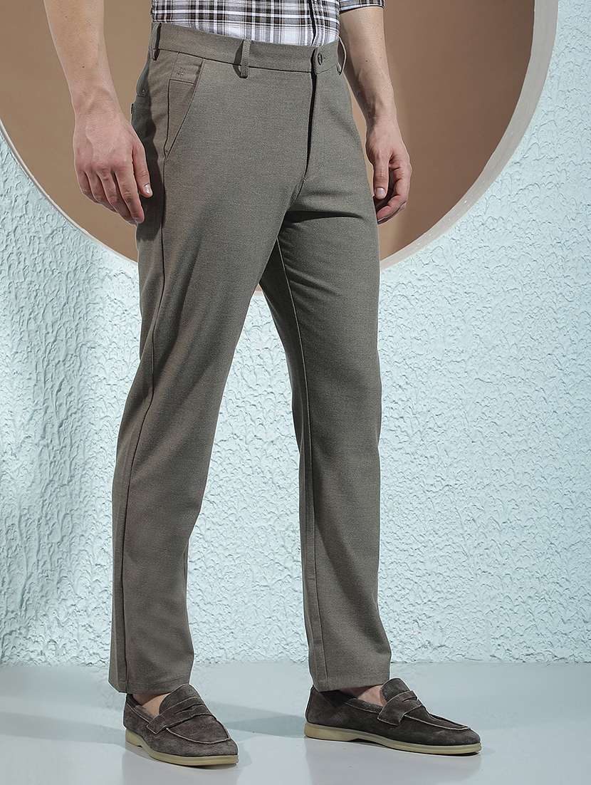Men Solid Mid Rise Chinos Casual Trouser - 22587135 -  Standard Image - 2