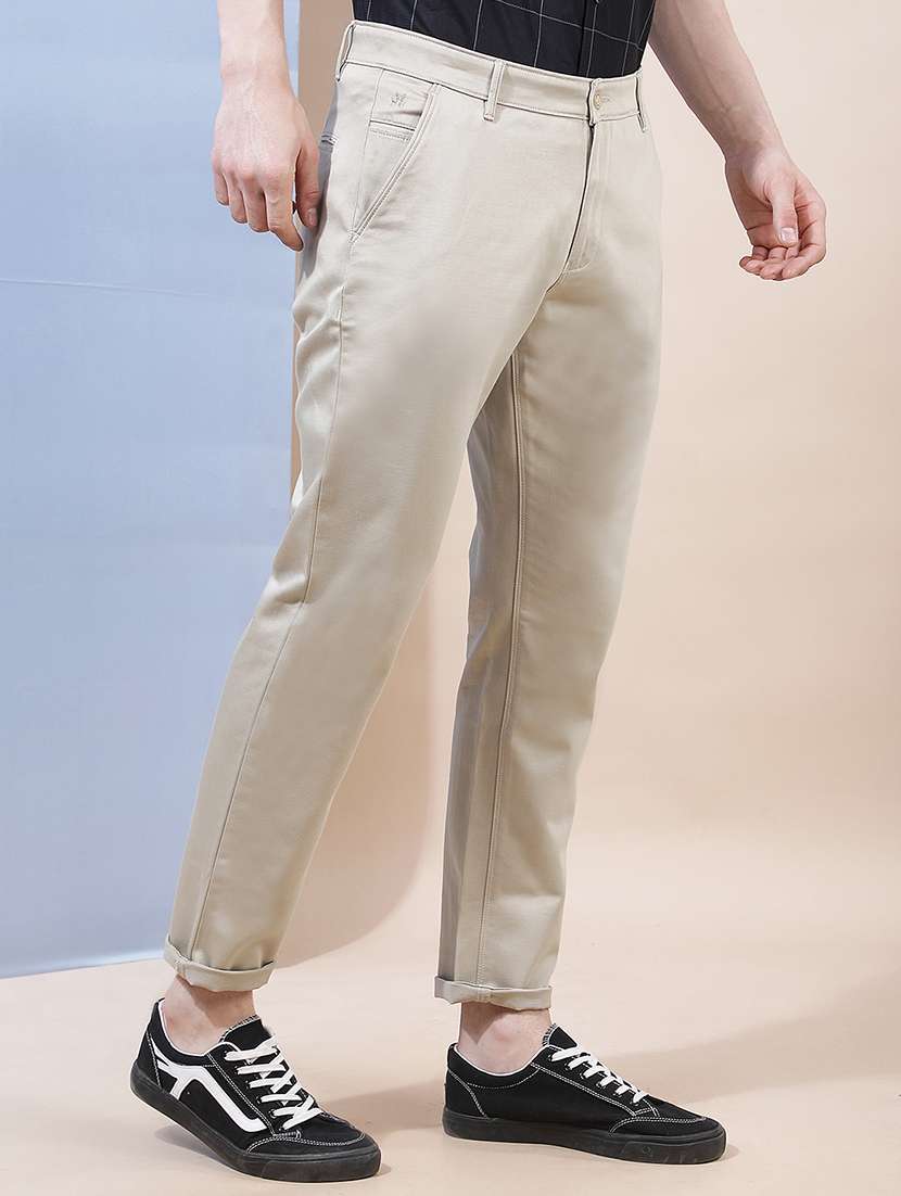 Men Solid Mid Rise Chinos Casual Trouser - 22587139 -  Standard Image - 2