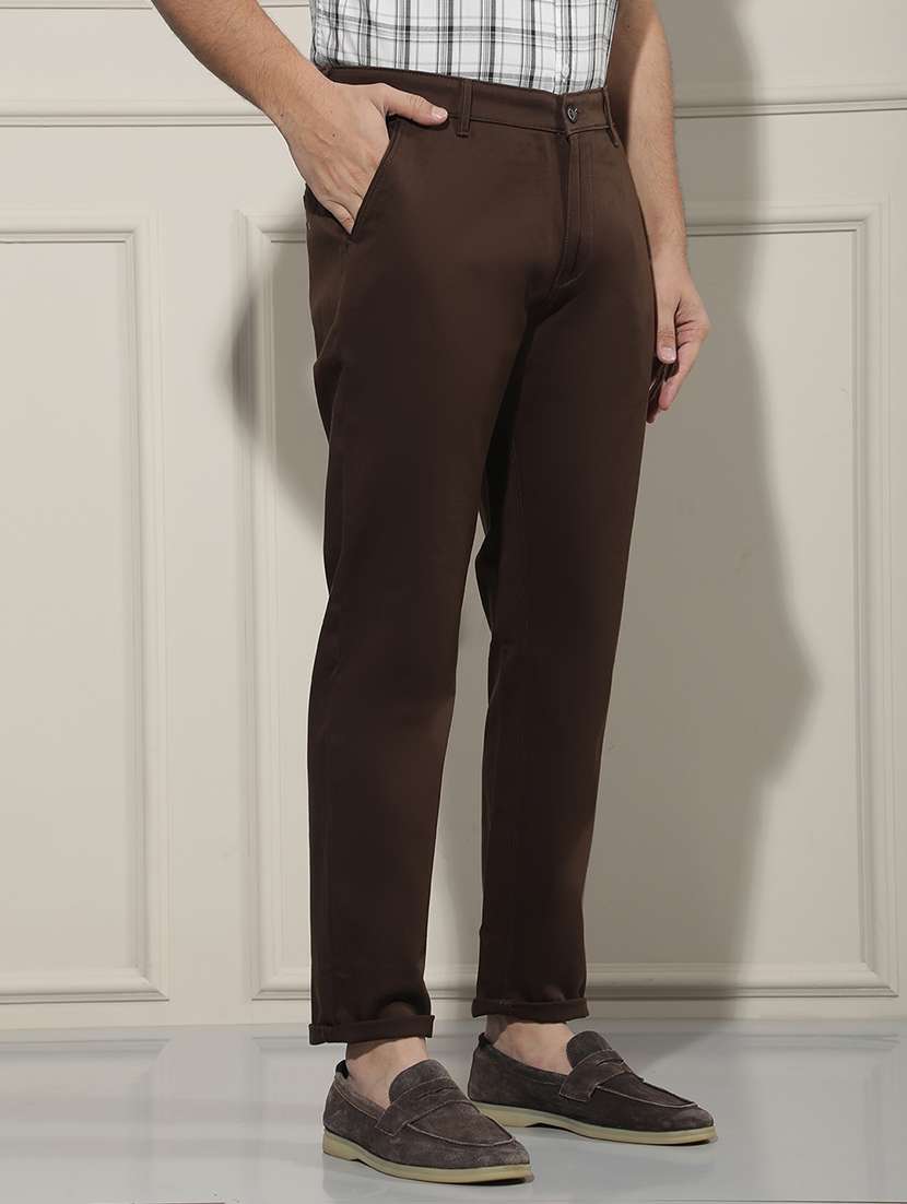 men solid mid rise chinos casual trouser - 22587141 -  Standard Image - 2