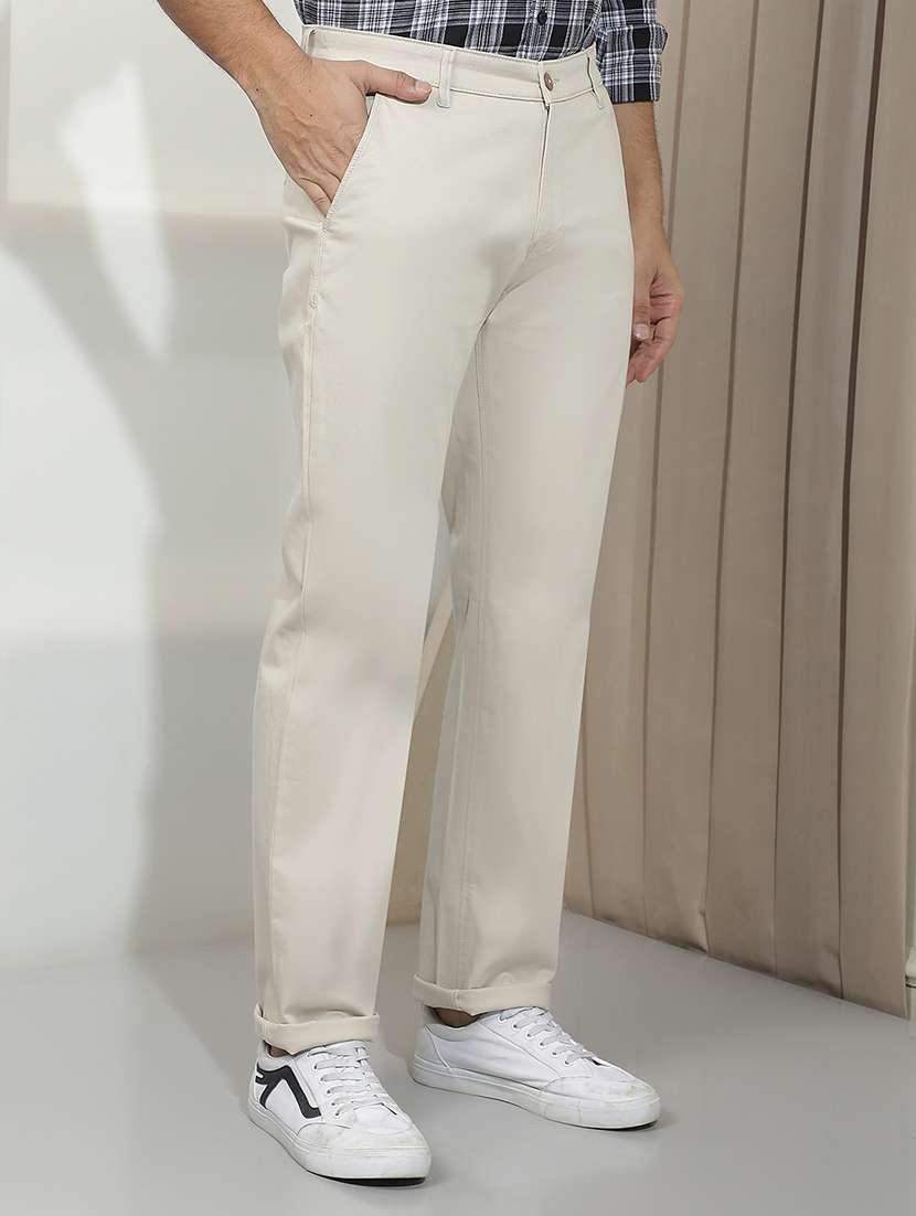 Men Solid Mid Rise Chinos Casual Trouser - 22587170 -  Standard Image - 2
