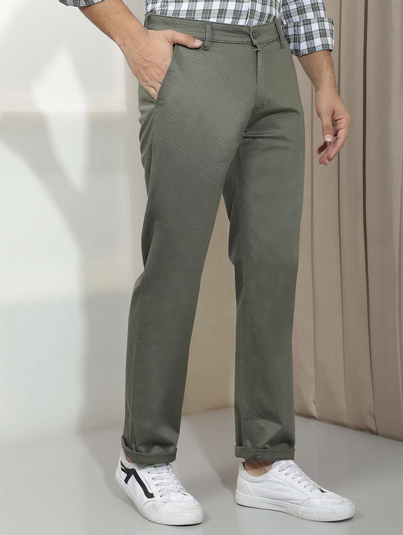 Men Solid Mid Rise Chinos Casual Trouser - 22587172 -  Standard Image - 2