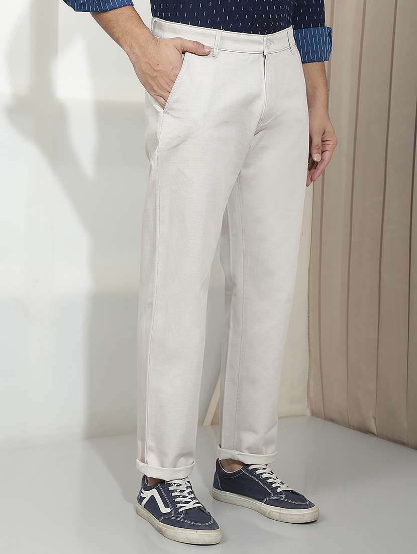 Men Solid Mid Rise Chinos Casual Trouser - 22587173 -  Standard Image - 2