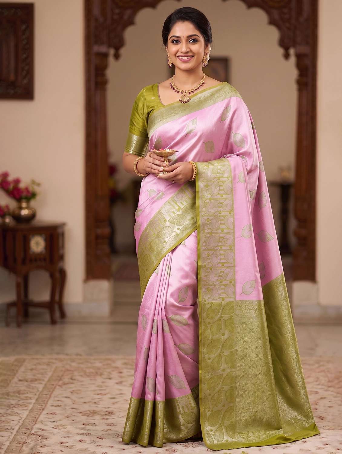 women self design banarasi saree with blouse