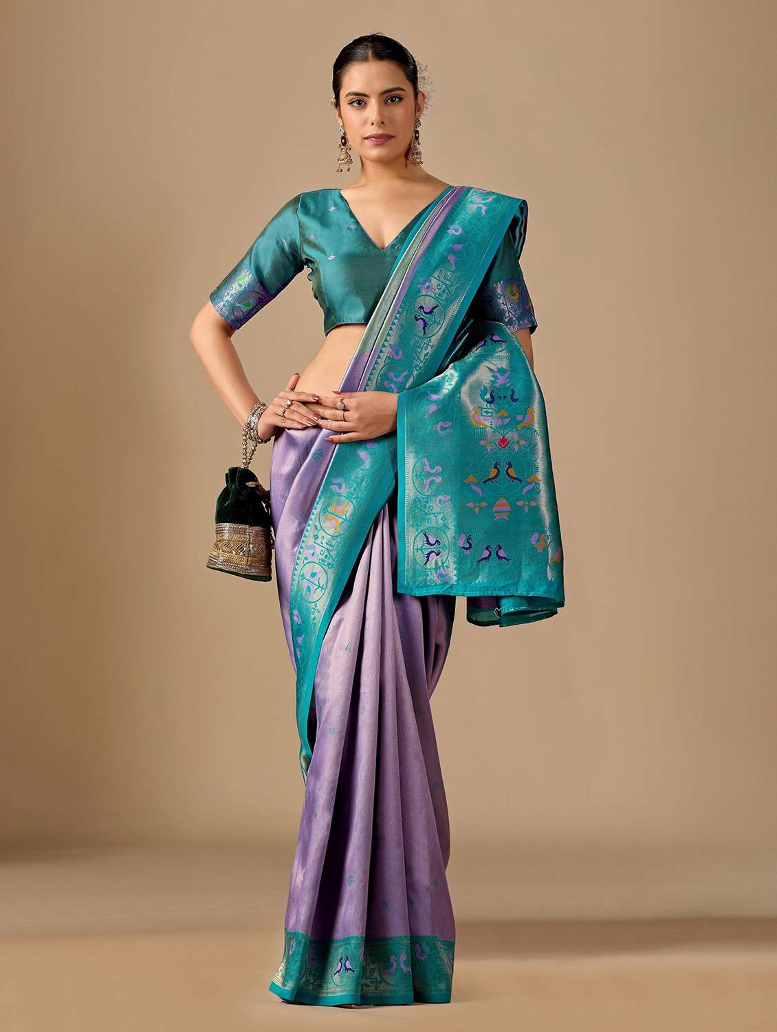 women self design paithani saree with blouse - 22587480 -  Standard Image - 2