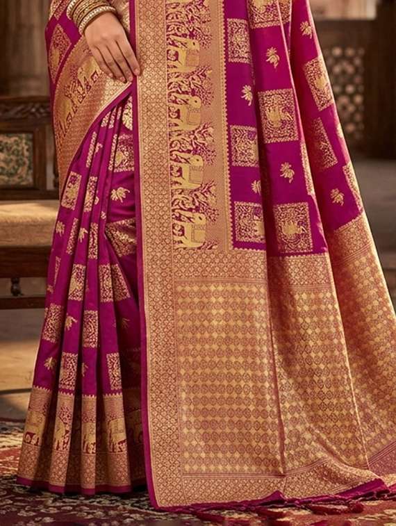 Women Self Design Banarasi Saree With Blouse - 22587485 -  Standard Image - 2