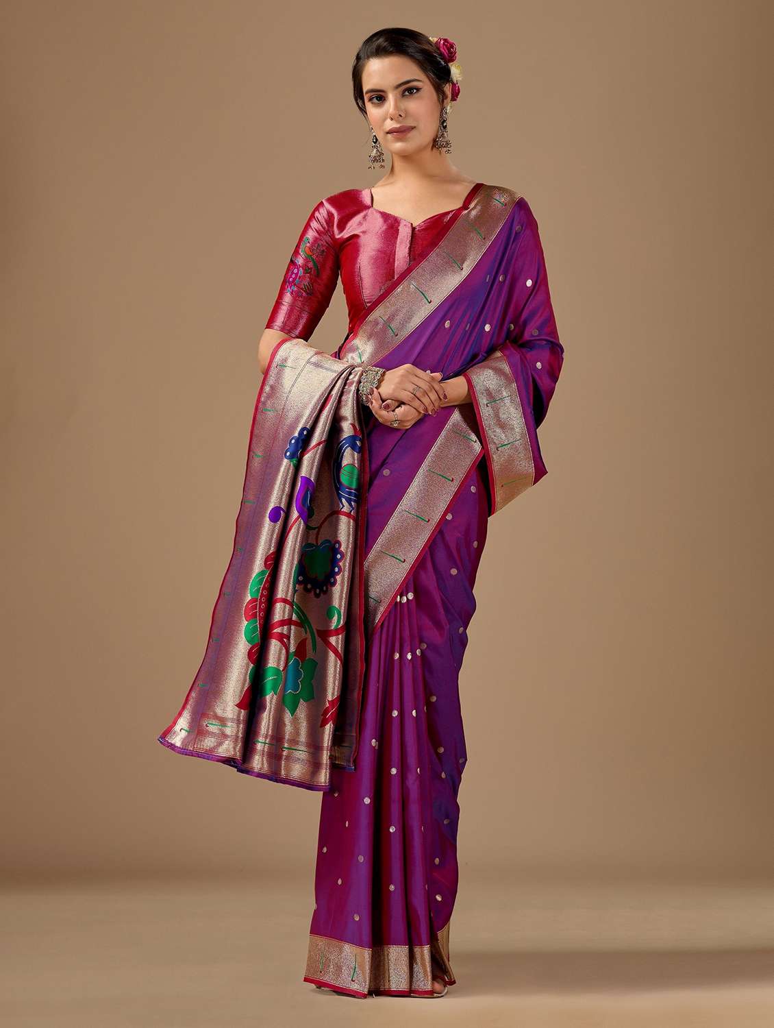 women self design paithani saree with blouse - 22587517 -  Standard Image - 2