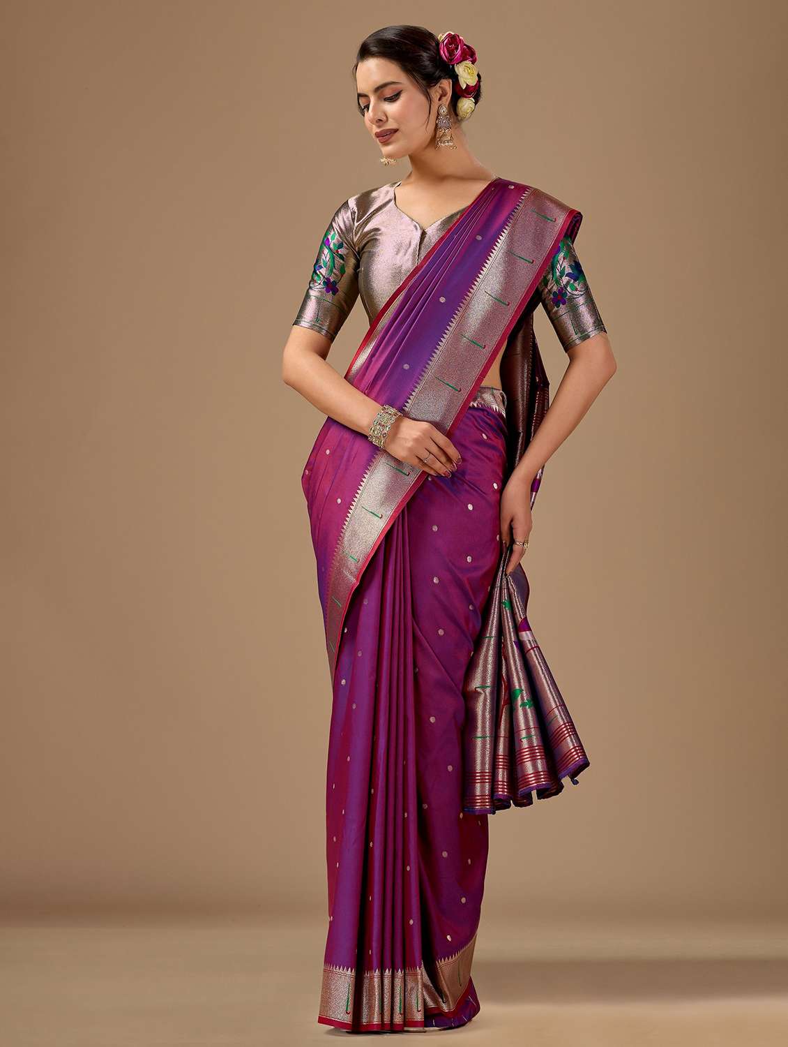 women self design paithani saree with blouse - 22587522 -  Standard Image - 2
