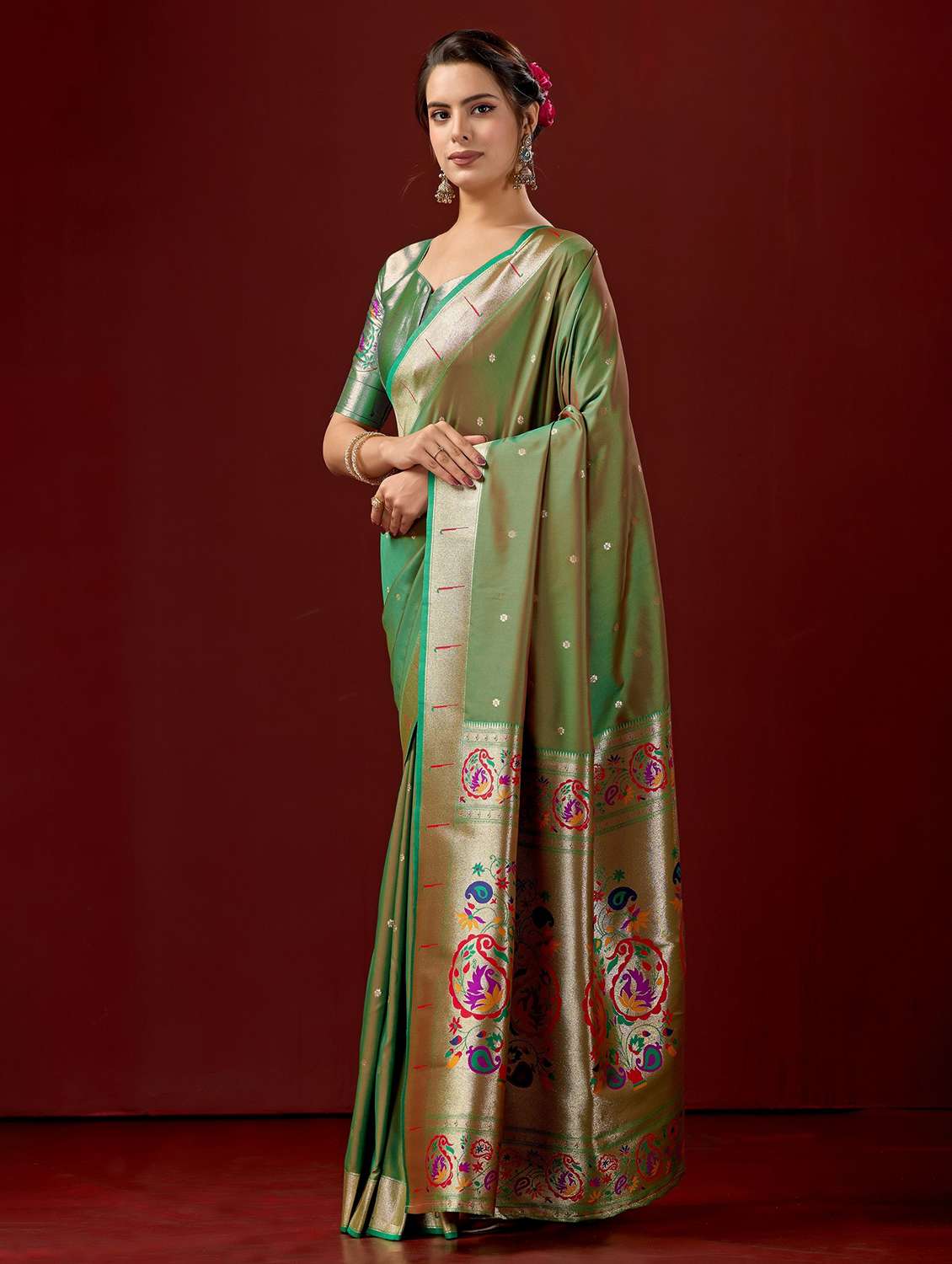 women self design paithani saree with blouse - 22587525 -  Standard Image - 2