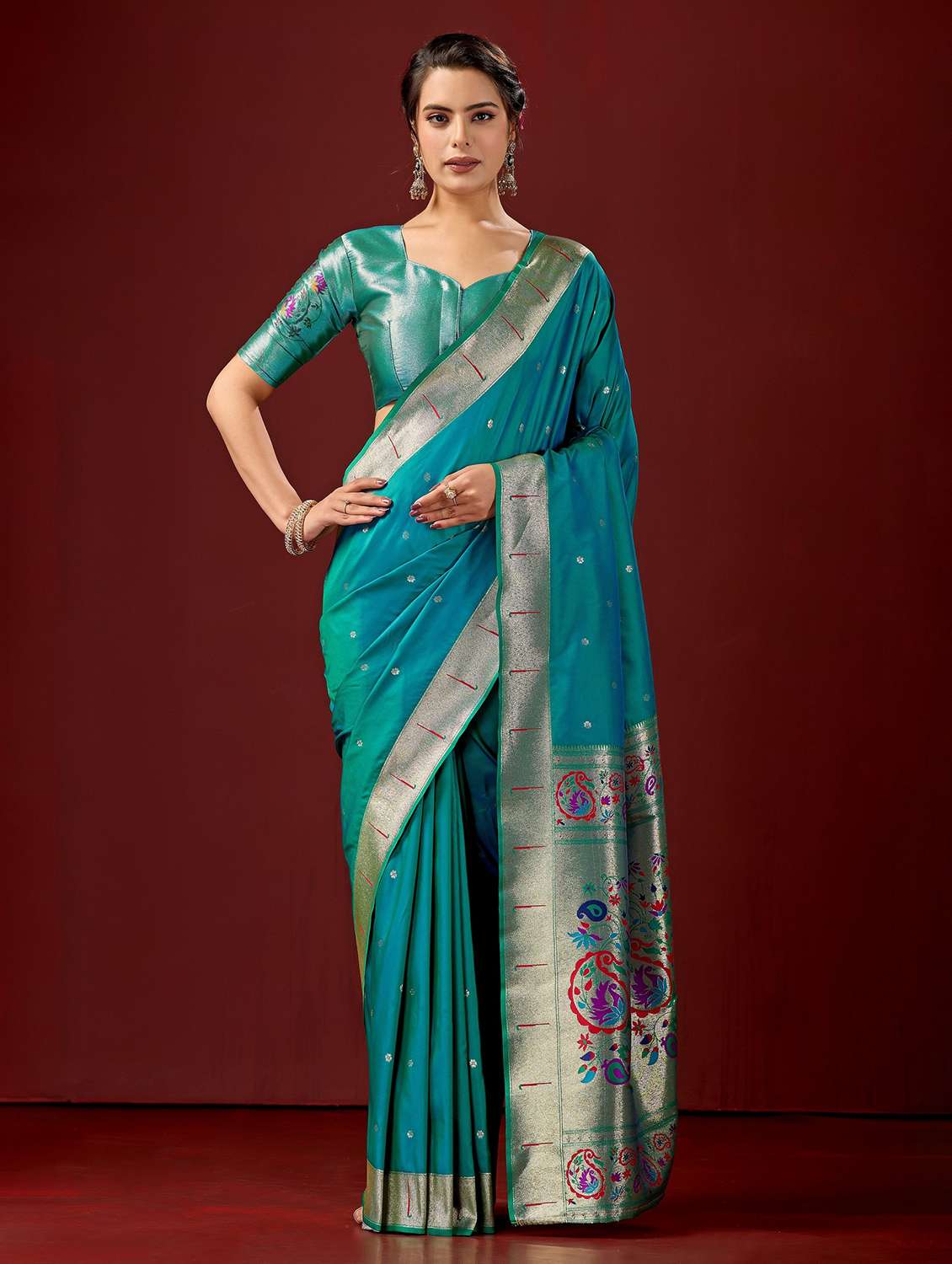 women self design paithani saree with blouse - 22587528 -  Standard Image - 2