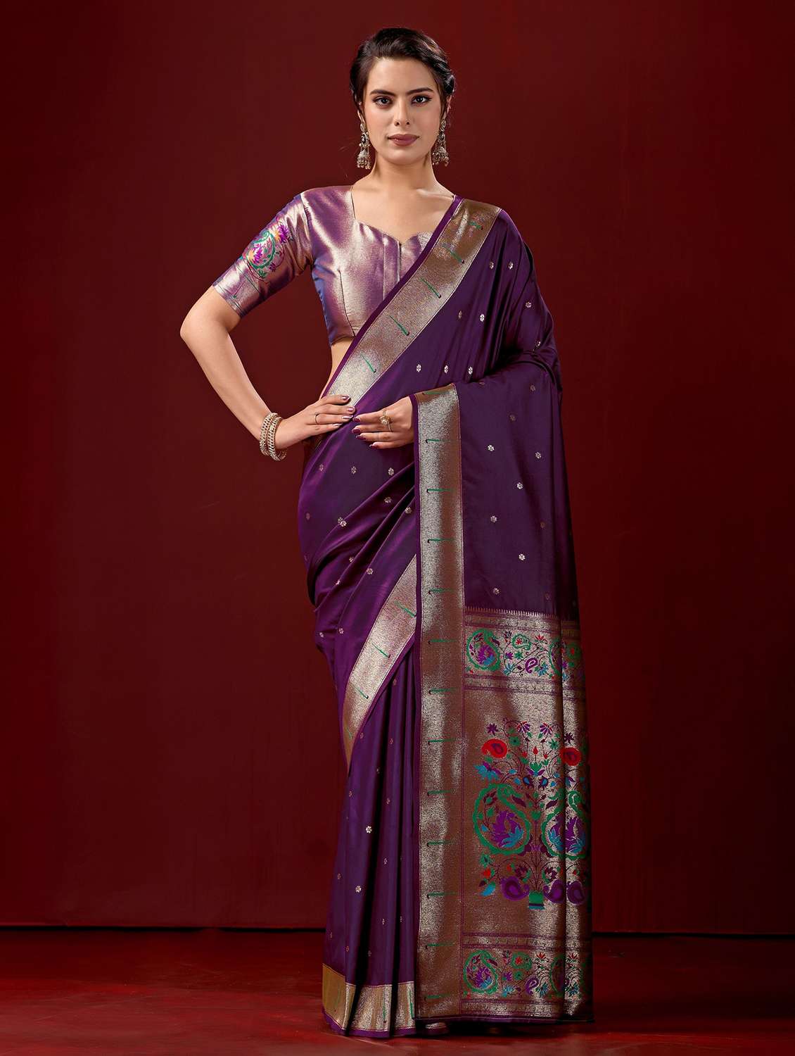 women self design paithani saree with blouse - 22587530 -  Standard Image - 2