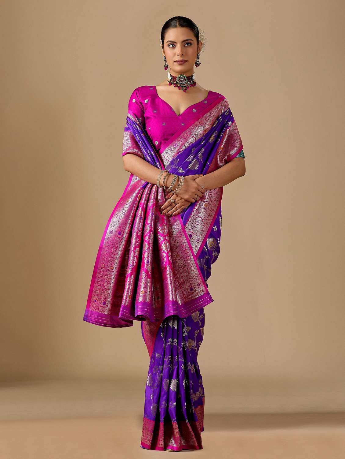 women self design banarasi saree with blouse - 22587578 -  Standard Image - 2