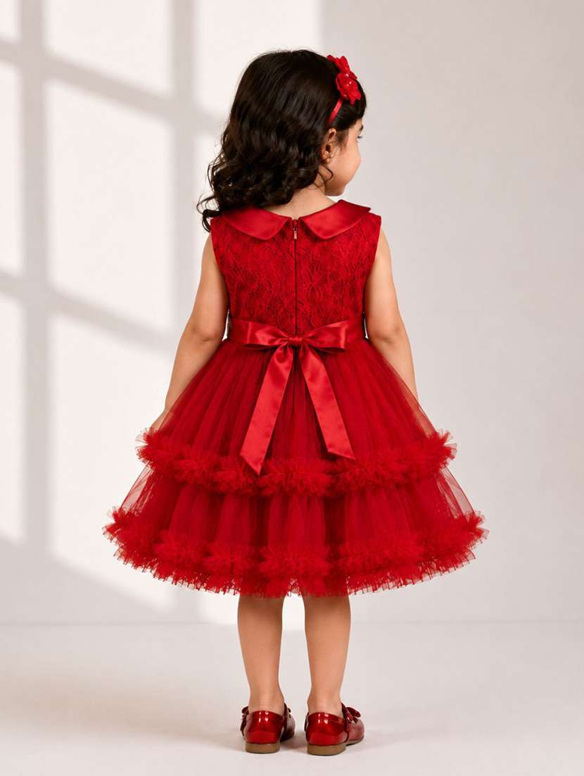 girls self design sleeveless fit and flare dress - 22587601 -  Standard Image - 2
