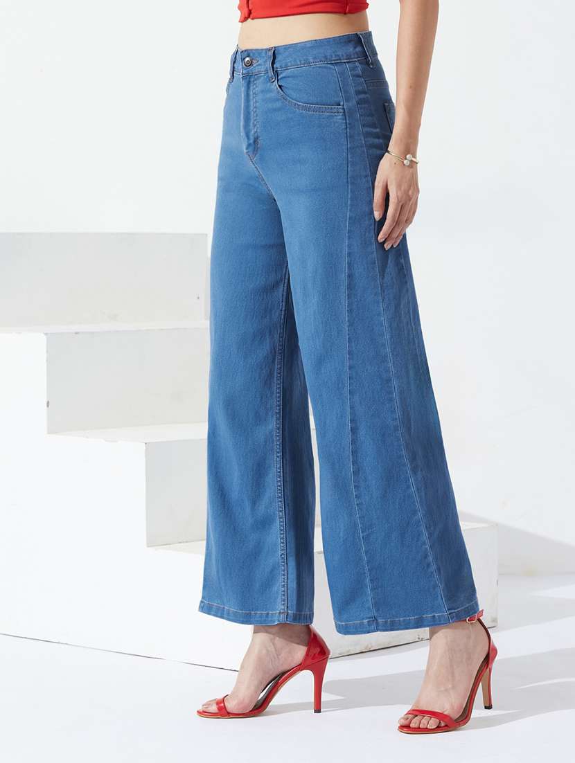 women solid high rise wide leg jeans - 22587638 -  Standard Image - 2