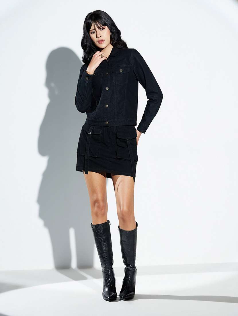 women solid high rise cargo skirt - 22587723 -  Standard Image - 2