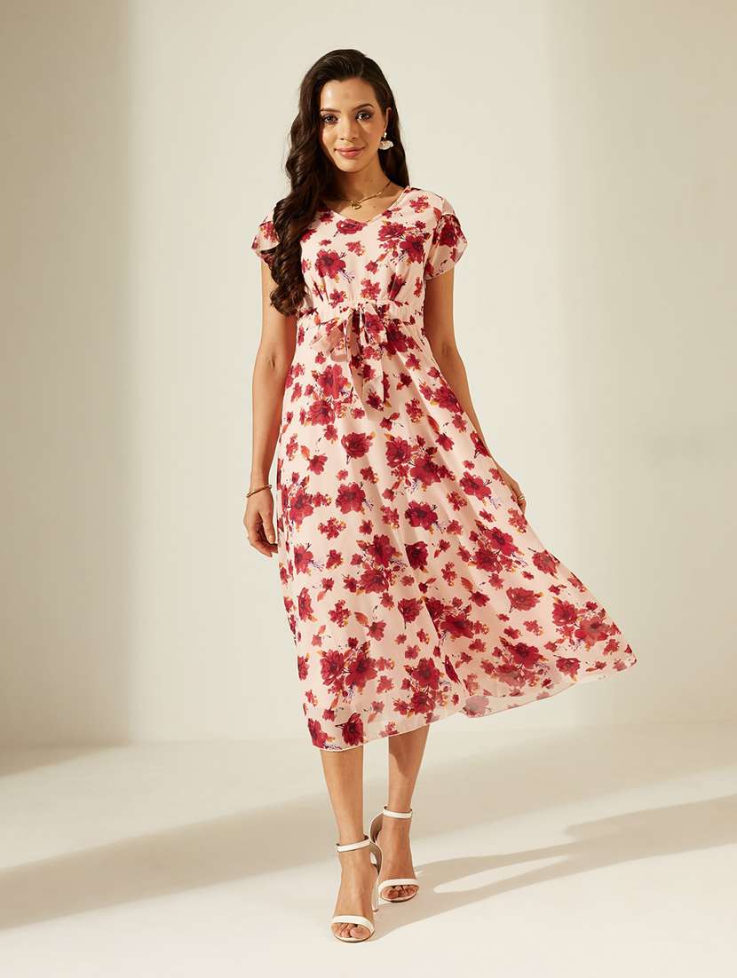 Women Printed Short Sleeves Fit And Flare Dress - 22587830 -  Standard Image - 2