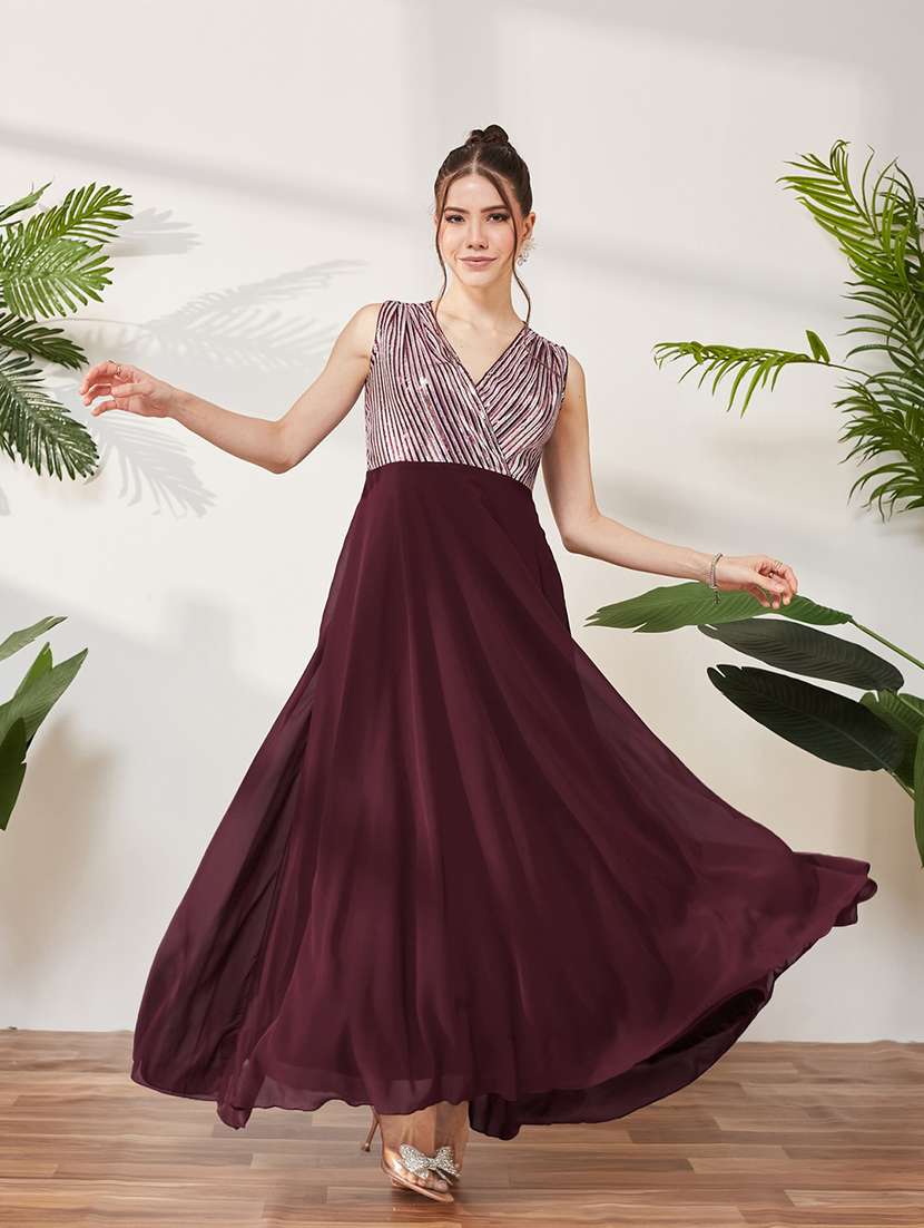 women sequined sleeveless fit and flare dress