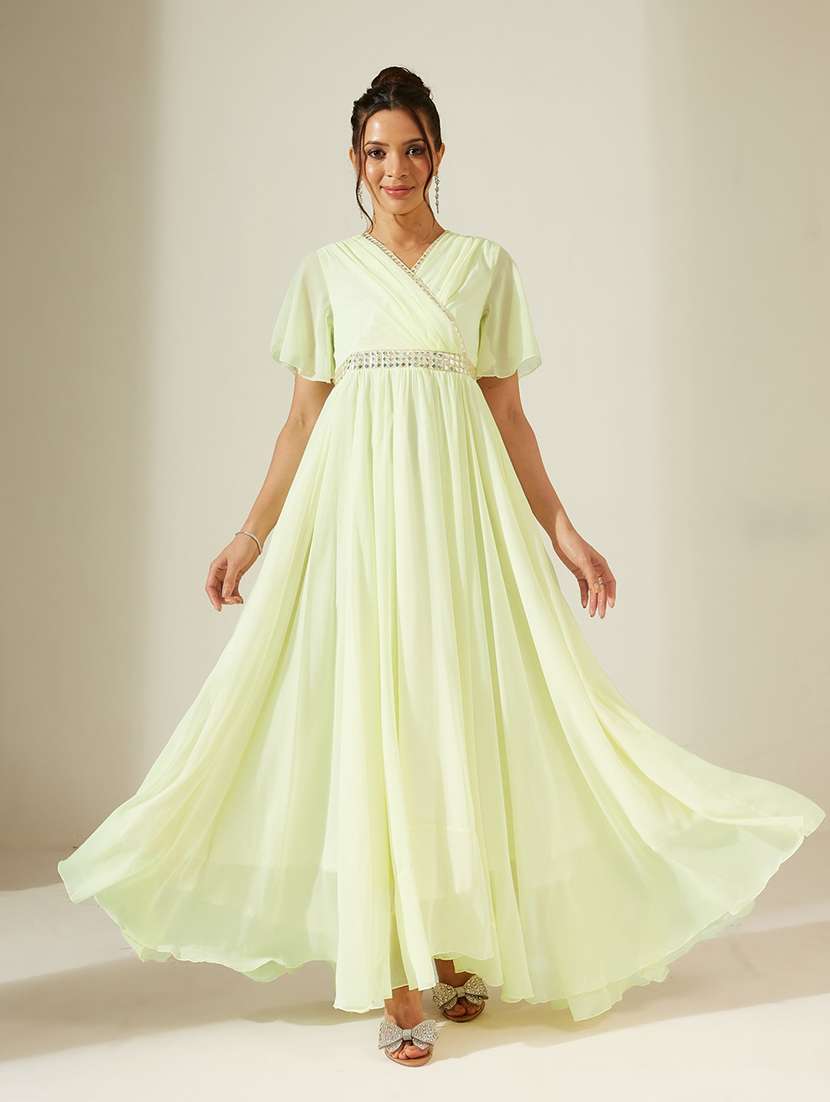 women embroidered flared sleeves fit and flare dress - 22587892 -  Standard Image - 2