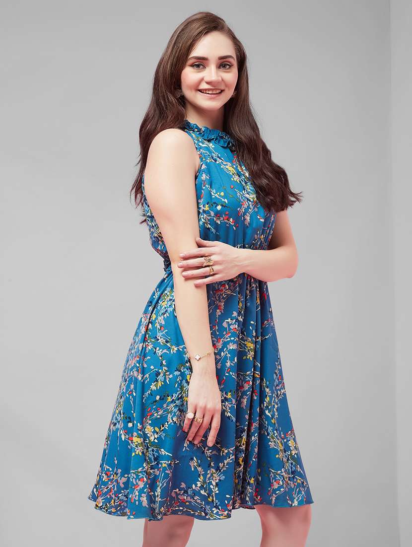 women printed sleeveless fit and flare dress - 22587917 -  Standard Image - 2