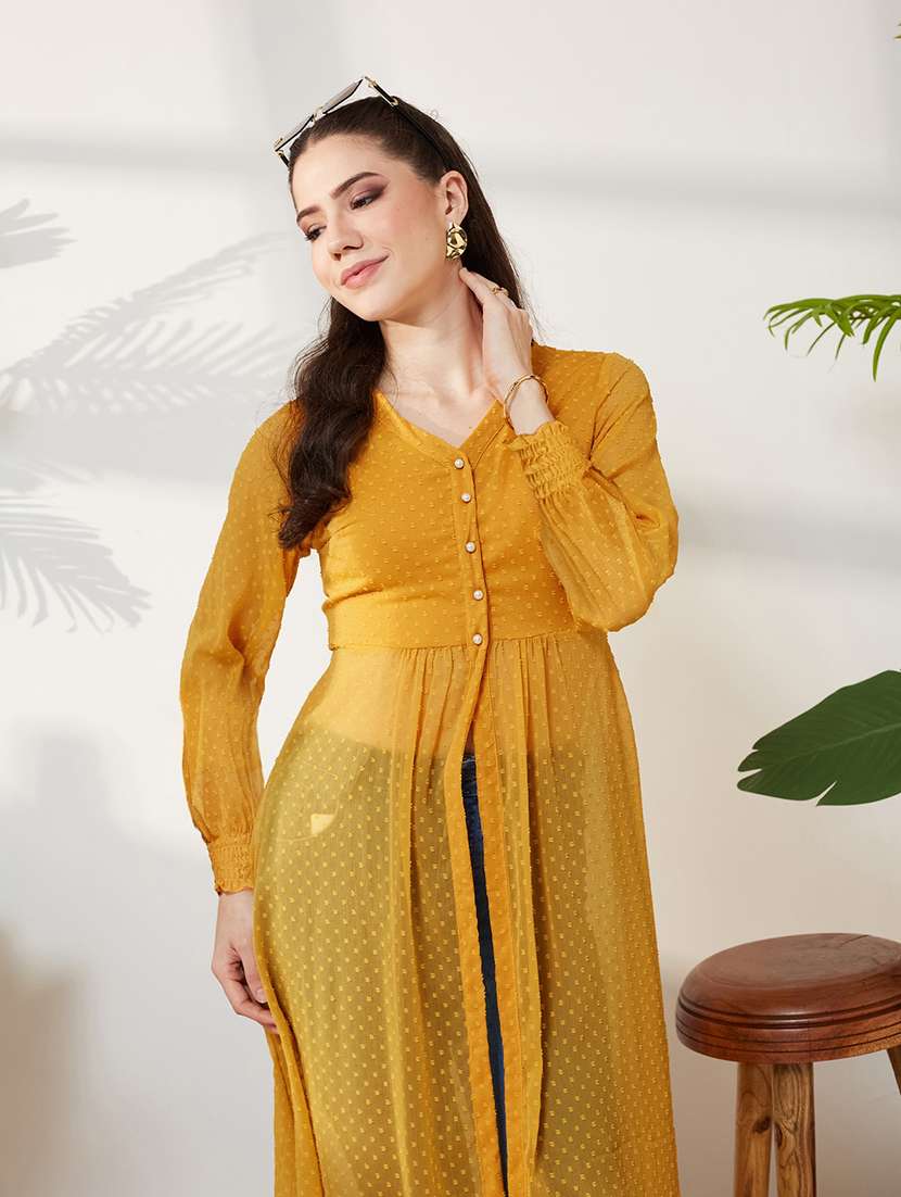 women self design long sleeves regular tunic - 22587927 -  Standard Image - 2