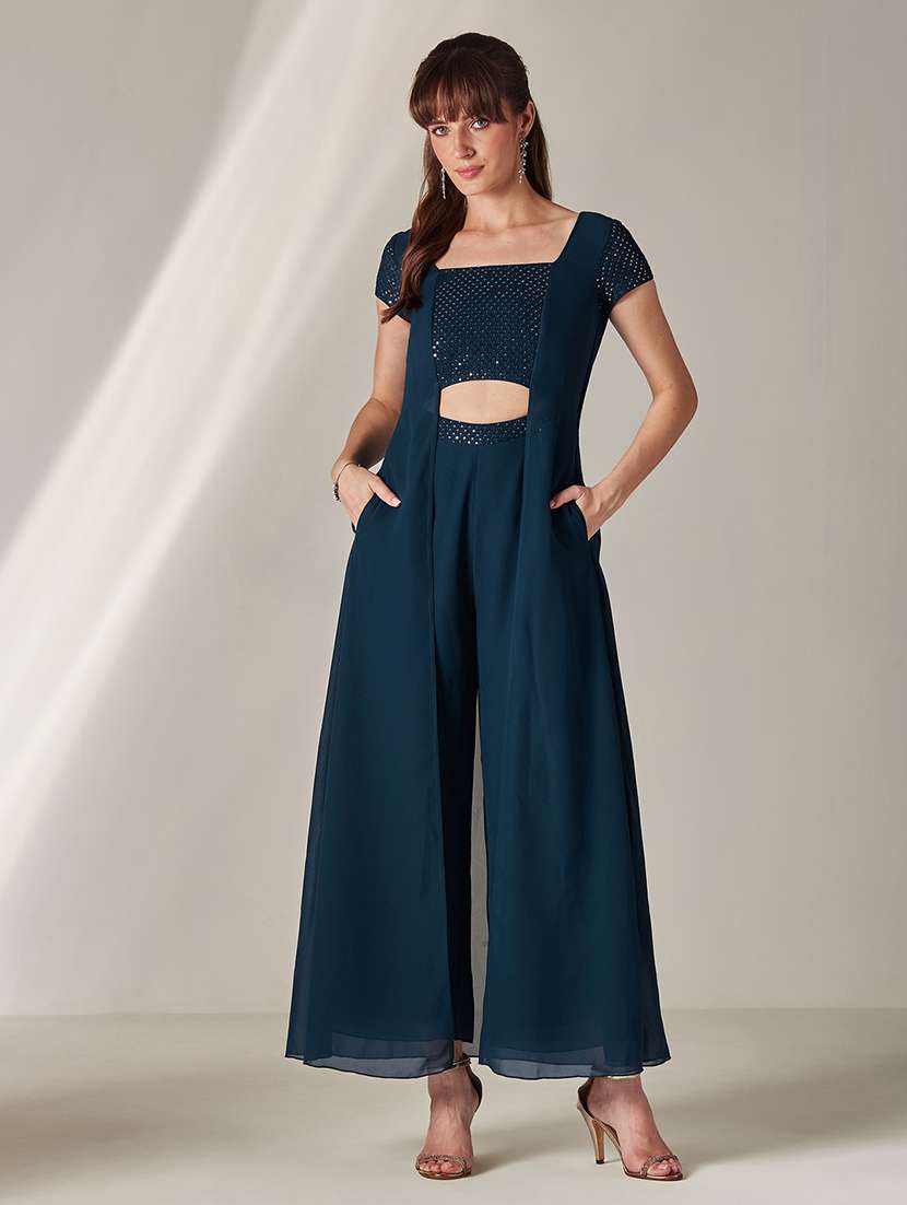 Women Embroidered Short Sleeves Full Leg Jumpuit - 22587928 -  Standard Image - 2