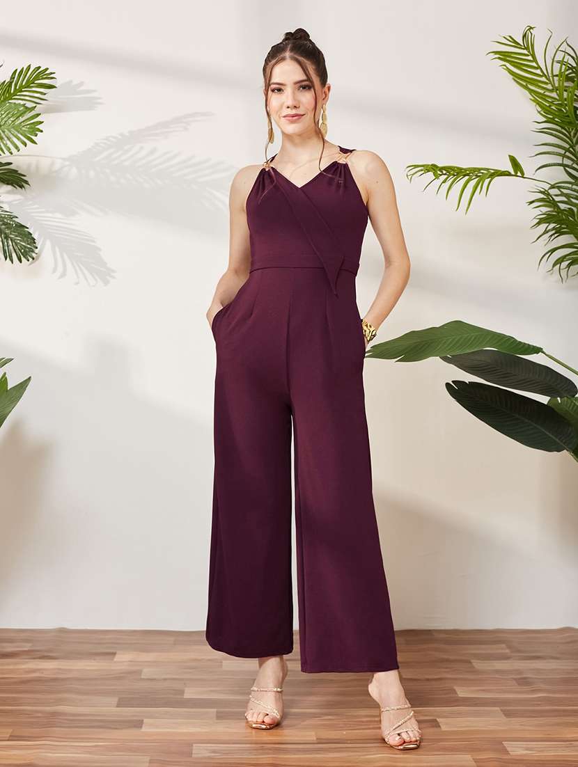 Women Solid Sleeveless Full Leg Jumpsuit - 22587936 -  Standard Image - 2