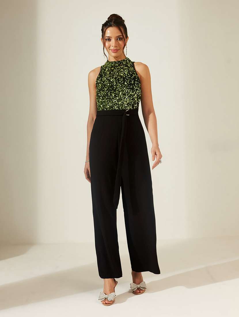 women sequined sleeveless full leg jumpsuit - 22587950 -  Standard Image - 2