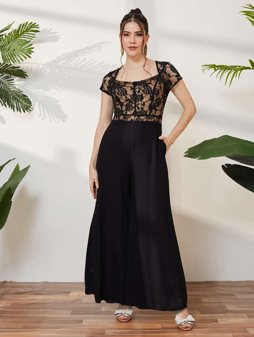 women self design short sleeves full leg jumpsuit - 22587952 -  Standard Image - 2