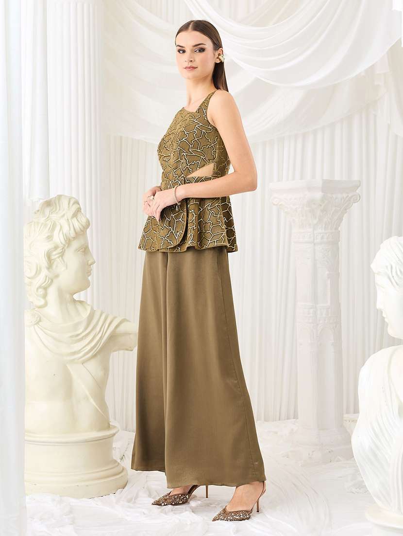women self design asymmetric neck top and palazzo set - 22587960 -  Standard Image - 2