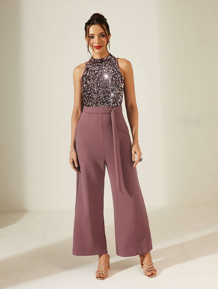 women sequined sleeveless full leg jumpsuit - 22587968 -  Standard Image - 2