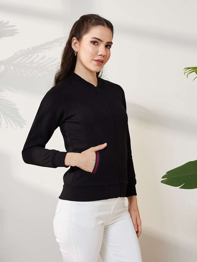 Women Solid Long Sleeves Zipper Sweatshirt - 22587998 -  Standard Image - 2