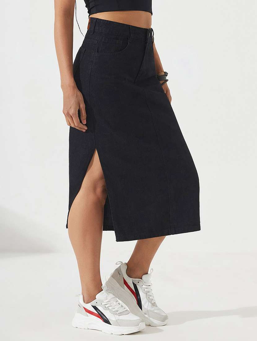 women solid high rise straight skirt - 22588001 -  Standard Image - 2
