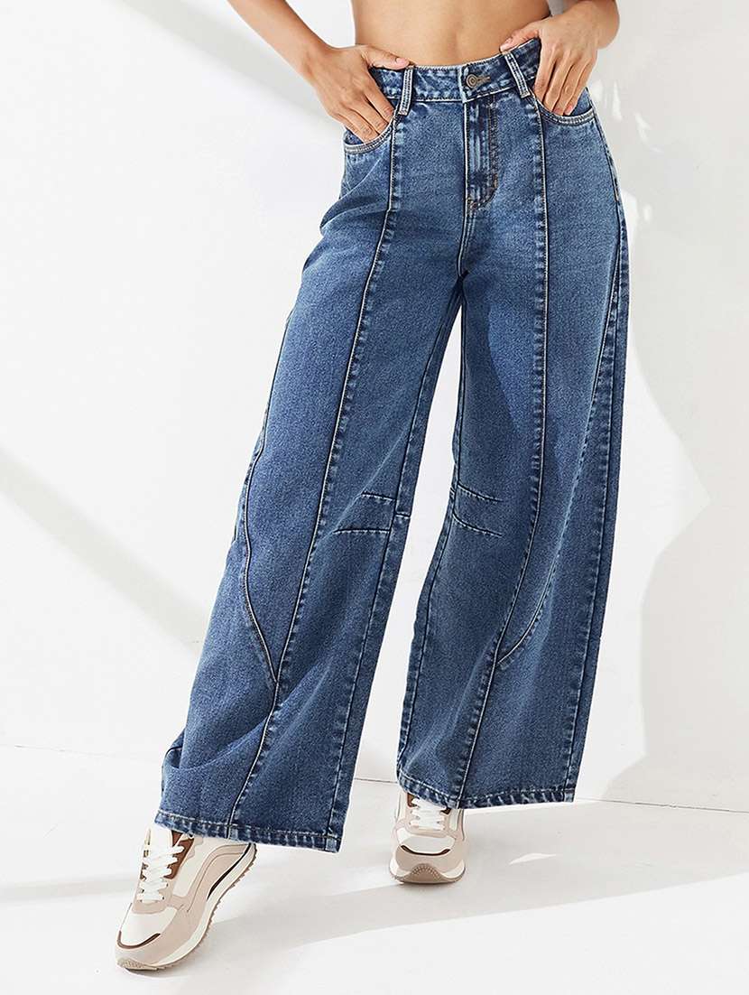 women washed high rise wide leg jeans - 22588003 -  Standard Image - 2