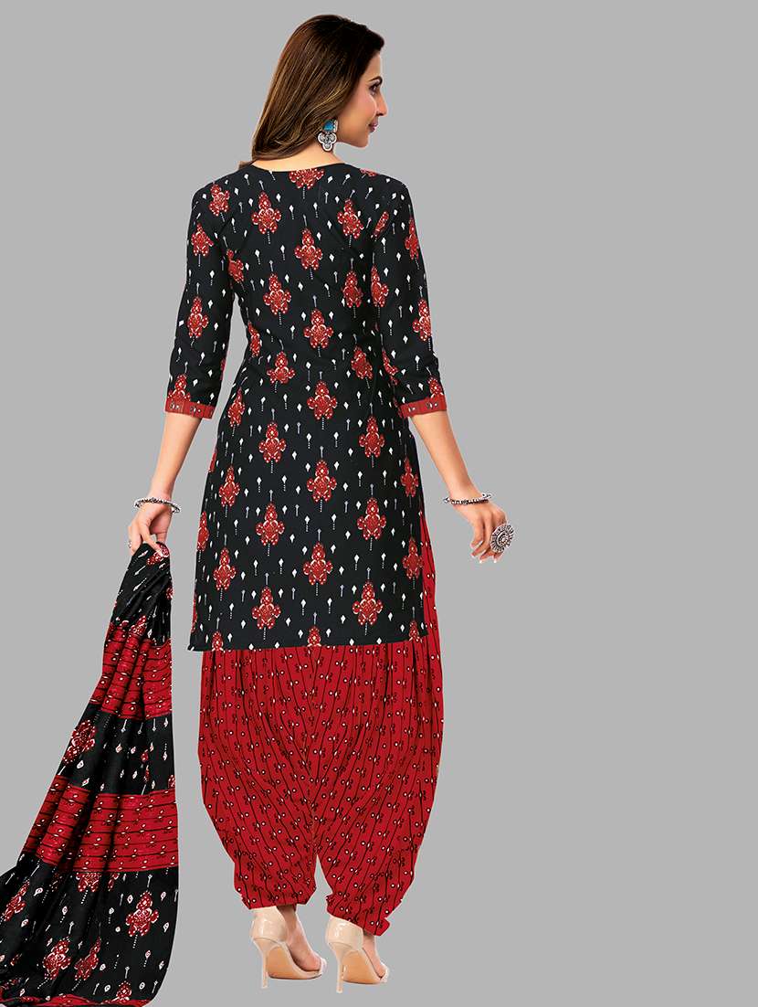 Women Printed Three Quarter Sleeve Kurta Patiala With Dupatta Set - 22588007 -  Standard Image - 2