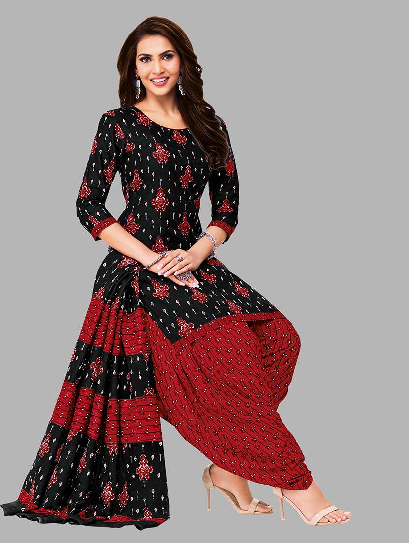 women printed three quarter sleeves kurta patiala with dupatta set - 22588022 -  Standard Image - 2