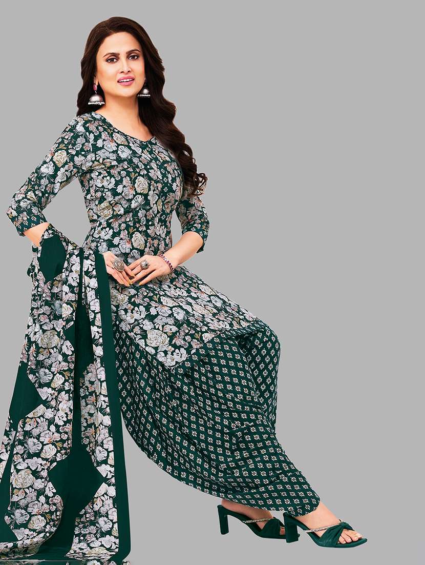 Women Printed Three Quarter Sleeves Kurta Patiala With Dupatta Set - 22588025 -  Standard Image - 2