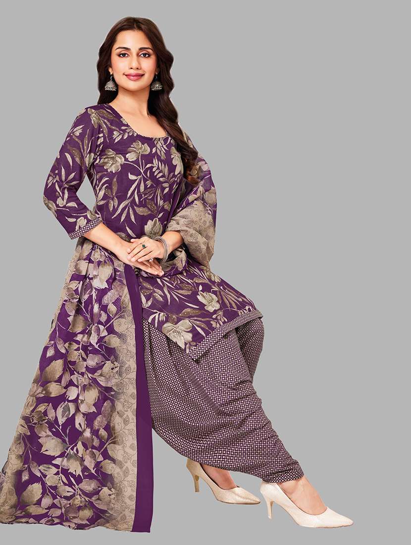 Women Printed Three Quarter Sleeves Kurta Patiala With Dupatta Set - 22588026 -  Standard Image - 2