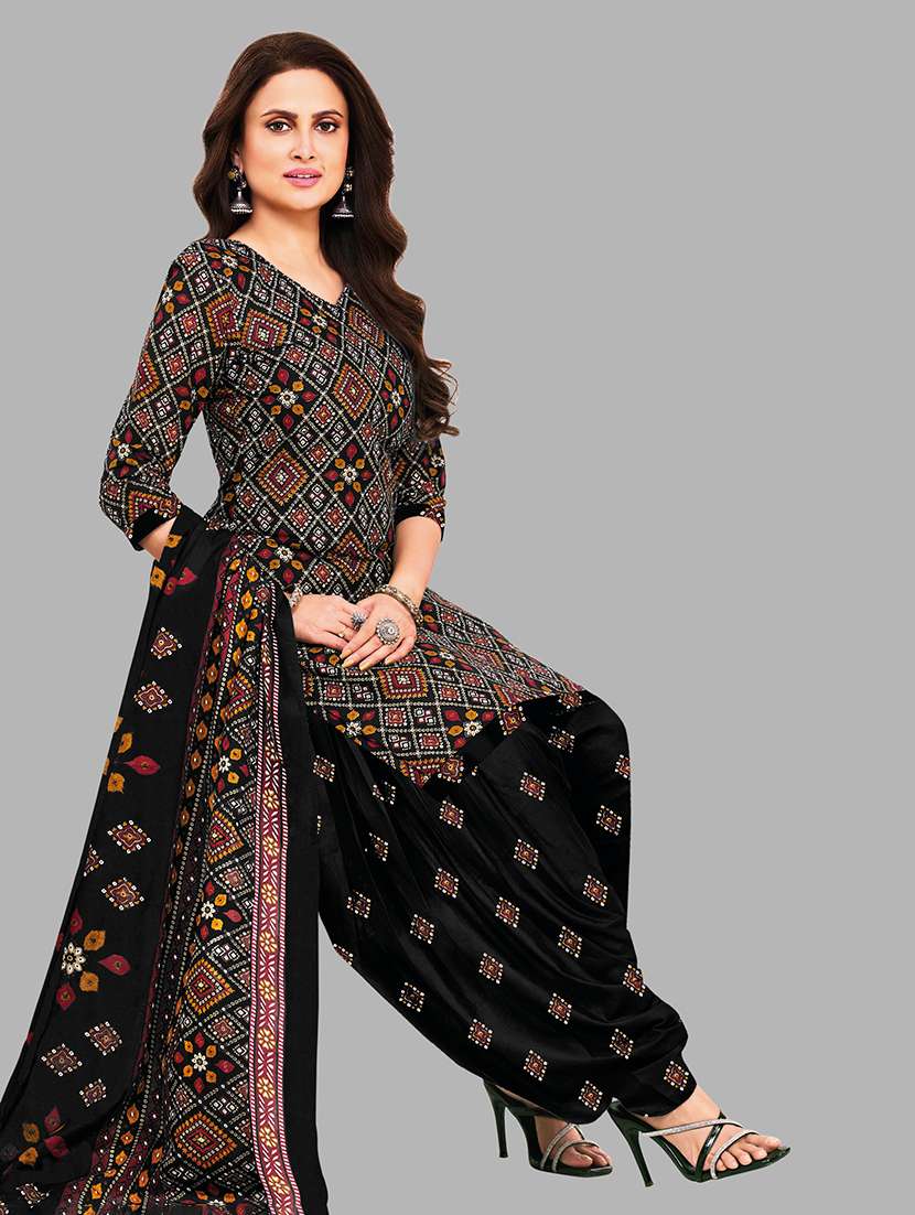 women printed three quarter sleeves kurta patiala with dupatta set - 22588033 -  Standard Image - 2