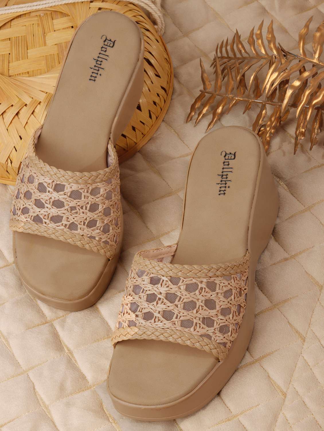 women textured slip on wedges