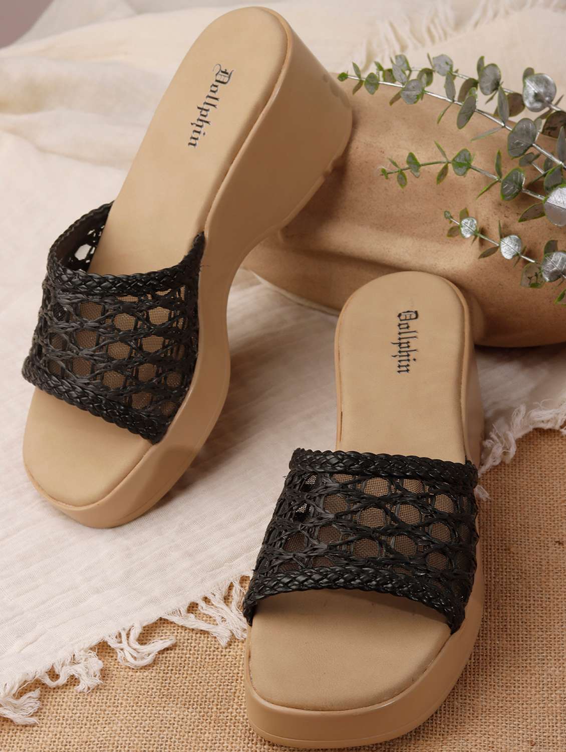 women textured slip on wedges
