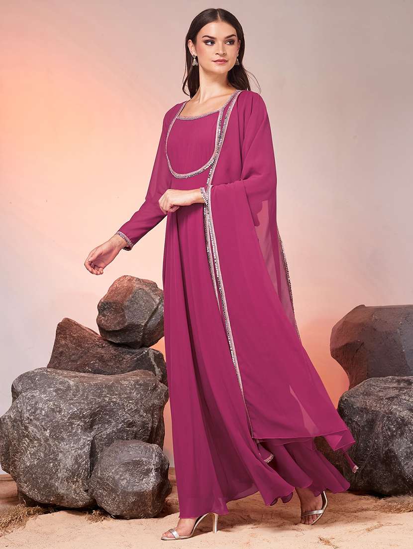 women solid long sleeves kurta dupatta set - 22588113 -  Standard Image - 2