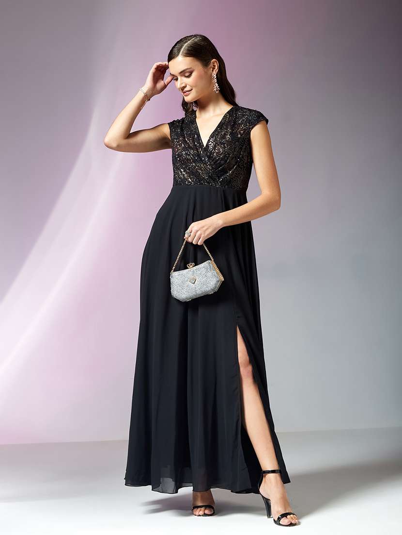 women embroidered cap sleeves fit and flare dress