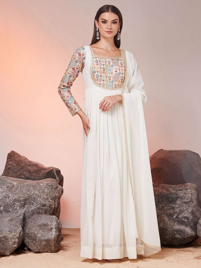 women embroidered long sleeves kurta dupatta set - 22588133 -  Standard Image - 2