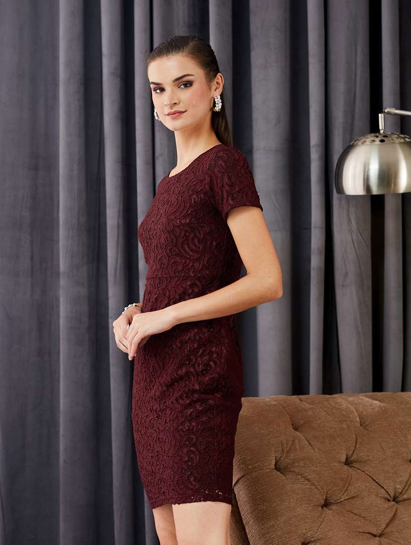 women self design short sleeves sheath dress - 22588150 -  Standard Image - 2