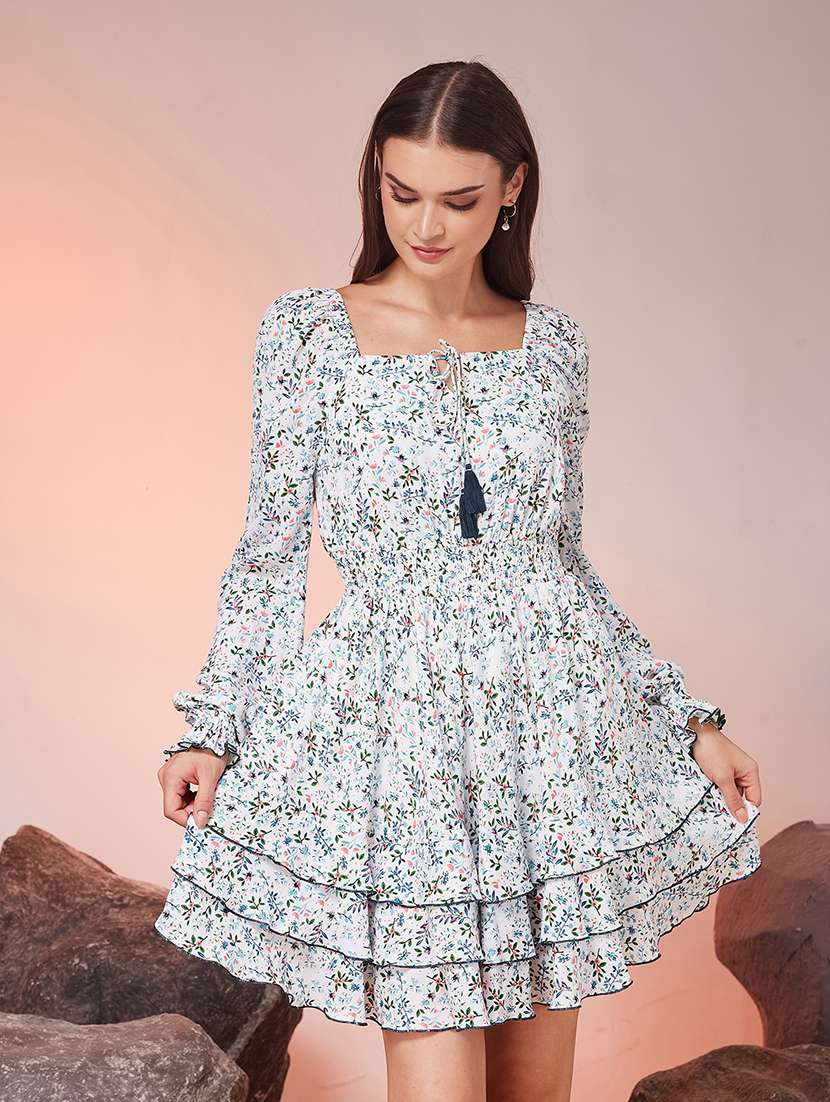 Women Printed Long Sleeves Tiered Dress - 22588164 -  Standard Image - 2