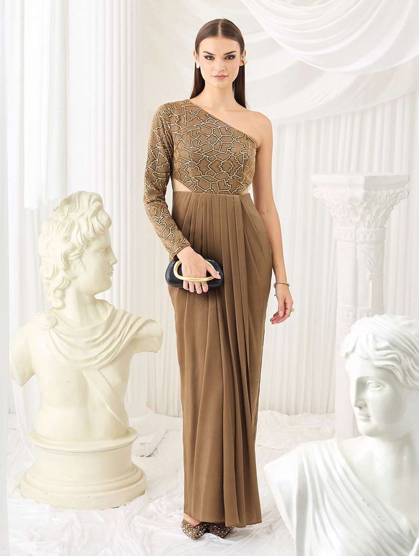 women self design one shoulder sheath dress